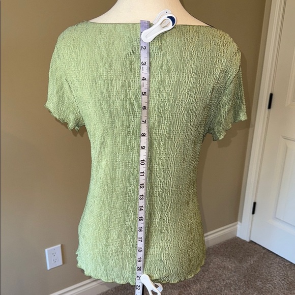 Connected Apparel Blouse Green Ribbed Fitted Women's Size S - Picture 4 of 8